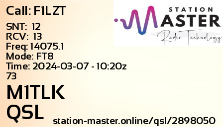 QSL Card for M1TLK QSO with F1LZT