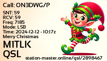 QSL Card for M1TLK QSO with ON3DWG/P