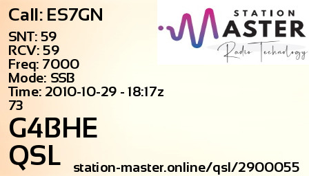 QSL Card for G4BHE QSO with ES7GN