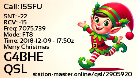 QSL Card for G4BHE QSO with I5SFU