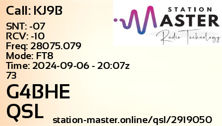 QSL Card for G4BHE QSO with KJ9B