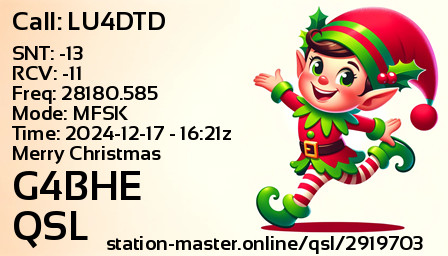 QSL Card for G4BHE QSO with LU4DTD