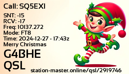 QSL Card for G4BHE QSO with SQ5EXI