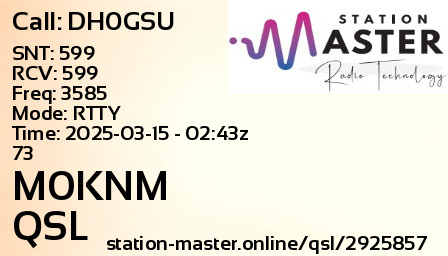 QSL Card for M0KNM QSO with DH0GSU