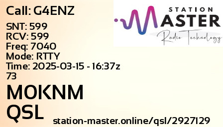 QSL Card for M0KNM QSO with G4ENZ