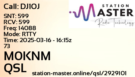 QSL Card for M0KNM QSO with DJ1OJ