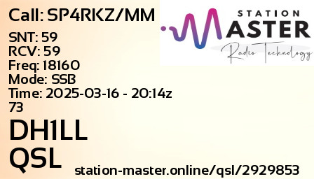 QSL Card for DH1LL QSO with SP4RKZ/MM