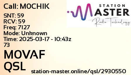 QSL Card for M0VAF QSO with M0CHIK