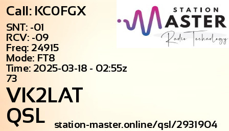 QSL Card for VK2LAT QSO with KC0FGX