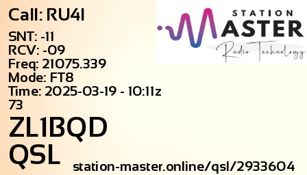 QSL Card for ZL1BQD QSO with RU4I