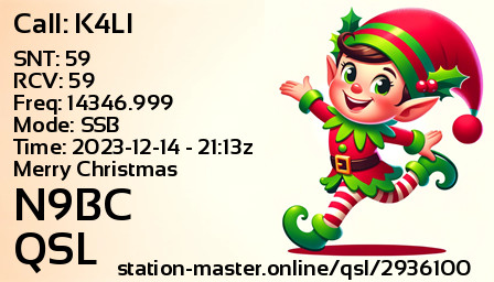 QSL Card for N9BC QSO with K4LI