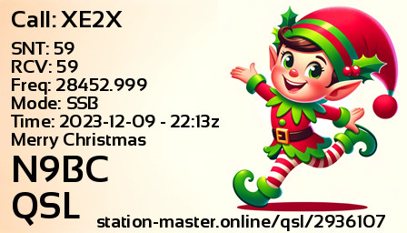 QSL Card for N9BC QSO with XE2X