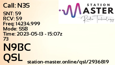 QSL Card for N9BC QSO with N3S