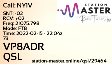 QSL Card for VP8ADR QSO with NY1V