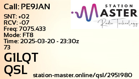 QSL Card for G1LQT QSO with PE9JAN