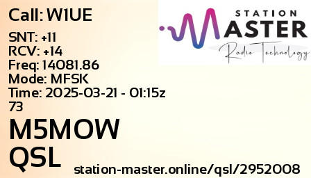 QSL Card for M5MOW QSO with W1UE