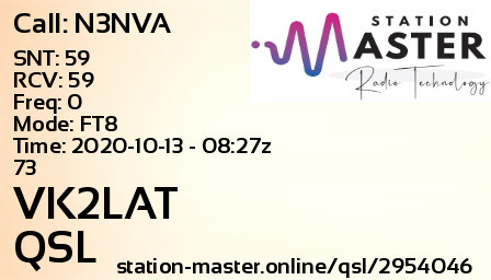 QSL Card for VK2LAT QSO with N3NVA