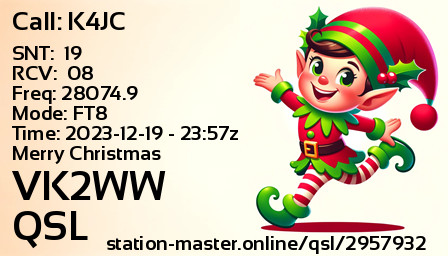 QSL Card for VK2WW QSO with K4JC