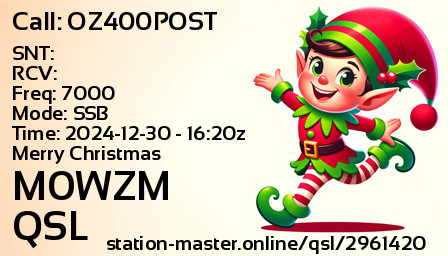 QSL Card for M0WZM QSO with OZ400POST