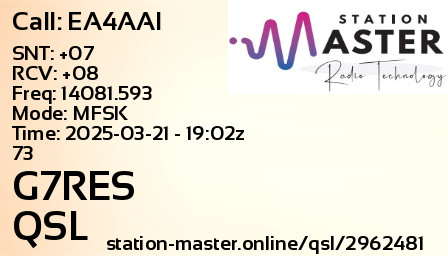 QSL Card for G7RES QSO with EA4AAI