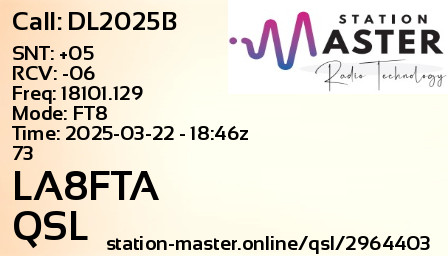QSL Card for LA8FTA QSO with DL2025B