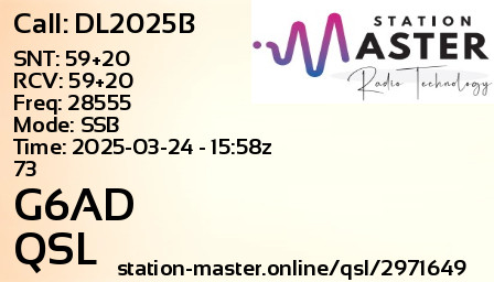 QSL Card for G6AD QSO with DL2025B