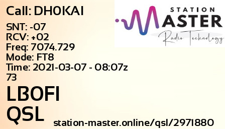 QSL Card for LB0FI QSO with DH0KAI