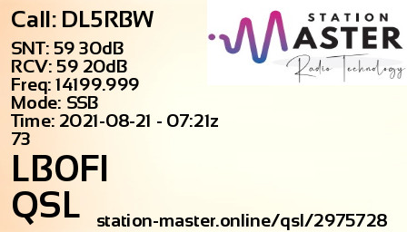 QSL Card for LB0FI QSO with DL5RBW