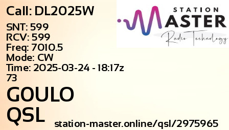 QSL Card for G0ULO QSO with DL2025W