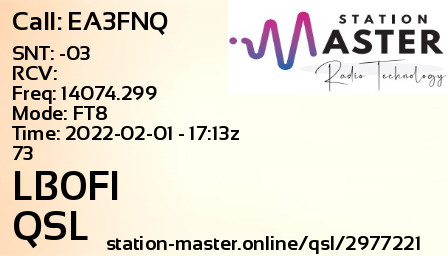 QSL Card for LB0FI QSO with EA3FNQ