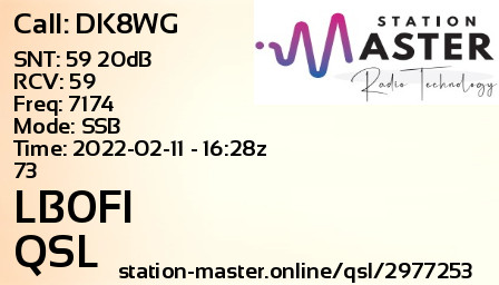 QSL Card for LB0FI QSO with DK8WG