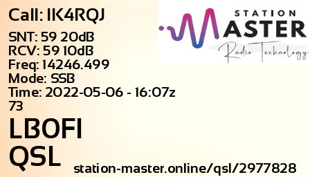 QSL Card for LB0FI QSO with IK4RQJ
