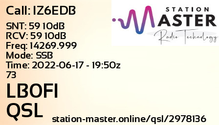 QSL Card for LB0FI QSO with IZ6EDB