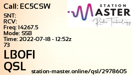 QSL Card for LB0FI QSO with EC5CSW