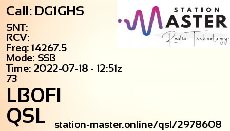 QSL Card for LB0FI QSO with DG1GHS