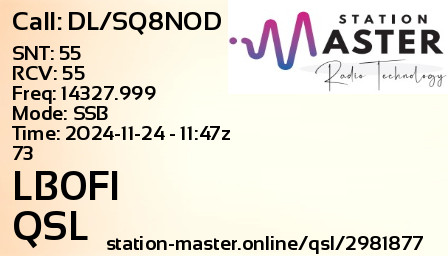 QSL Card for LB0FI QSO with DL/SQ8NOD