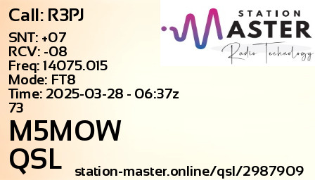 QSL Card for M5MOW QSO with R3PJ