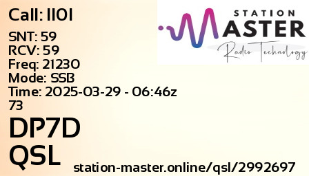 QSL Card for DP7D QSO with II0I