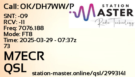 QSL Card for M7ECR QSO with OK/DH7WW/P