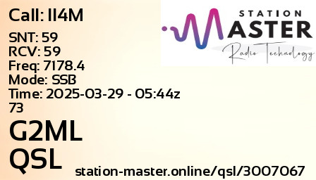 QSL Card for G2ML QSO with II4M