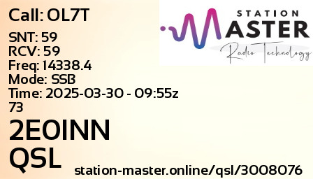 QSL Card for 2E0INN QSO with OL7T