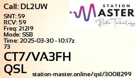 QSL Card for CT7/VA3FH QSO with DL2UW