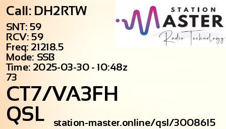 QSL Card for CT7/VA3FH QSO with DH2RTW