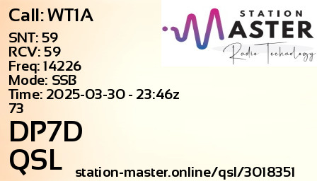 QSL Card for DP7D QSO with WT1A