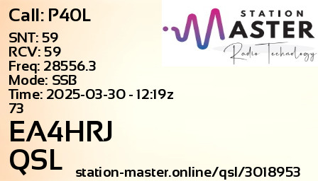 QSL Card for EA4HRJ QSO with P40L