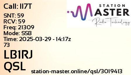 QSL Card for LB1RJ QSO with II7T