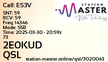QSL Card for 2E0KUD QSO with ES3V