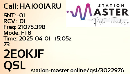 QSL Card for 2E0KJF QSO with HA100IARU