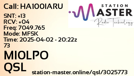 QSL Card for MI0LPO QSO with HA100IARU