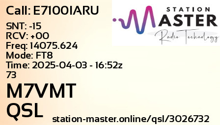 QSL Card for M7VMT QSO with E7100IARU